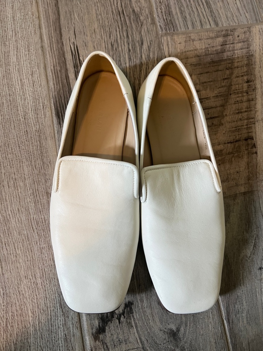 Everlane Cream Leather Slip-On Loafers